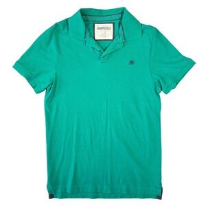 Y2k Aeropostale Mens L Green Polo Shirt Short Sleeve Cotton Preppy 2000s Grunge